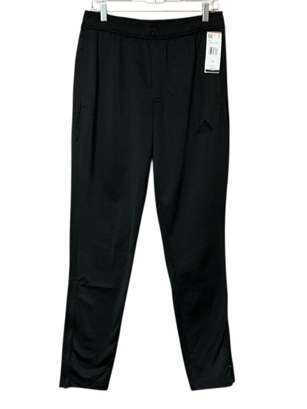 adidas Tricot Track Pants Mens M Black Regular Tapered Ankle Zip Training NWT